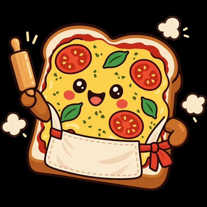 O Pão Pizza de avental, com um rolo de massa