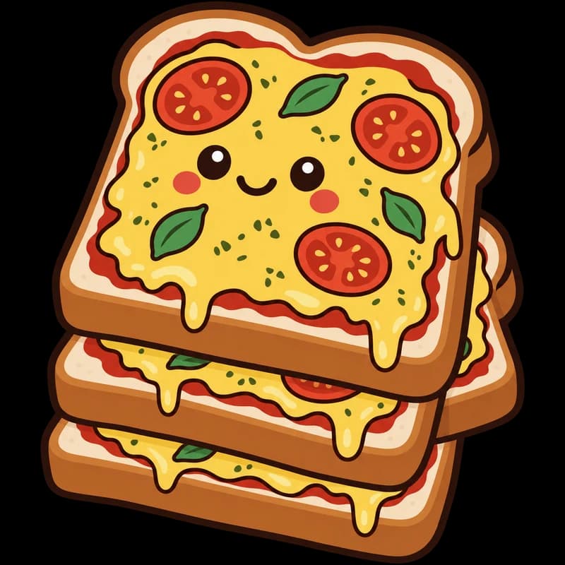 Uma pilha de 3 unidades de pizza de pão