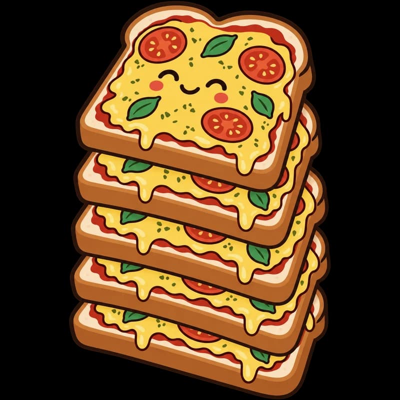 Uma pilha de 6 unidades de pizza de pão